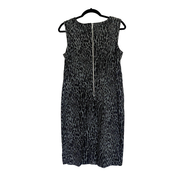 Talbots Cheetah Sheath Mini Dress Women's Size 8 Gray Black Sleeveless Career - Picture 2 of 4